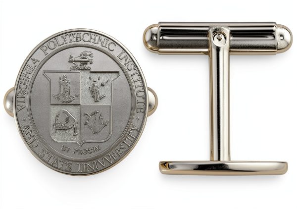 Virginia Tech Crest Cufflinks (Sterling Silver)-0