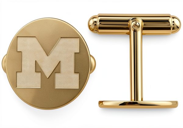 Michigan Cuff Links Gold Plated by LogoArt 15mm Silver Finish-0
