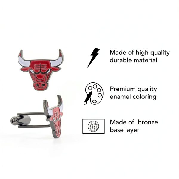 Desert Cactus Chicago Bulls Cufflinks NBA Team Logo National Basketball Association Formal Wear (Cufflinks)-2