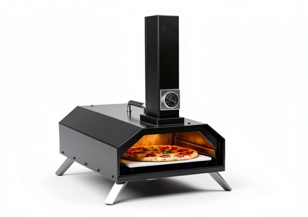 Christmas Gifts Pizza Oven Outdoor 12" Portable Pellet Pizza Stove Wood Fired Stainless Steel Pizza Maker for Backyard or Outside Camping With a Thermometer,a Carry Bag and a Cutter-6