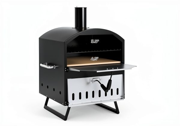 Giantex Wood Fired Outdoor Pizza Oven with 16-Inch Pizza Stone, 2-Layer Cooking Space, Portable Pizza Maker for Backyard, Camping & BBQ, Foldable Legs, Charcoal & Wood Burning Grill-6