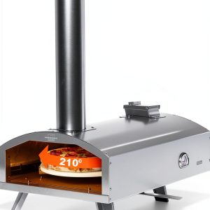 G-HWPON001, Rotatable Wood Fired Pizza Oven-12 inch, Silver-0