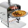 Giantex Wood Fired Outdoor Pizza Oven with 16-Inch Pizza Stone, 2-Layer Cooking Space, Portable Pizza Maker for Backyard, Camping & BBQ, Foldable Legs, Charcoal & Wood Burning Grill-1