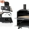 Giantex Wood Fired Outdoor Pizza Oven with 16-Inch Pizza Stone, 2-Layer Cooking Space, Portable Pizza Maker for Backyard, Camping & BBQ, Foldable Legs, Charcoal & Wood Burning Grill-5