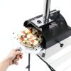 12 inch Outdoor Pizza Oven, Wood Pellet Pizza Ovens with 360° Rotating Pizza Stone, Outside Portable Pizza Stove, Tabletop Pizza Oven for Backyard, Camping, Patio, black-2