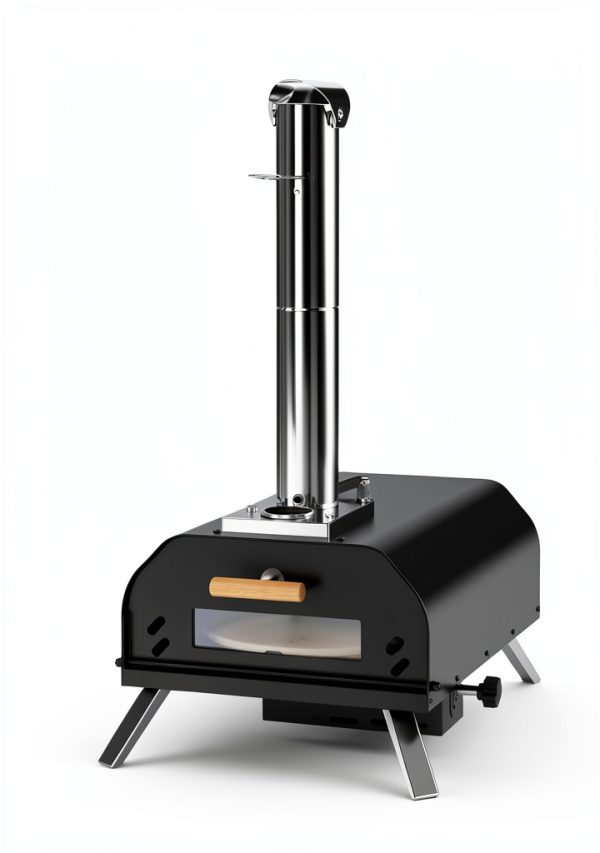 12 inch Outdoor Pizza Oven, Wood Pellet Pizza Ovens with 360° Rotating Pizza Stone, Outside Portable Pizza Stove, Tabletop Pizza Oven for Backyard, Camping, Patio, black-1