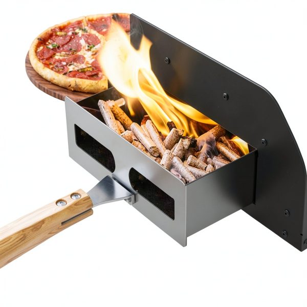 12 inch Outdoor Pizza Oven, Wood Pellet Pizza Ovens with 360° Rotating Pizza Stone, Outside Portable Pizza Stove, Tabletop Pizza Oven for Backyard, Camping, Patio, black-4