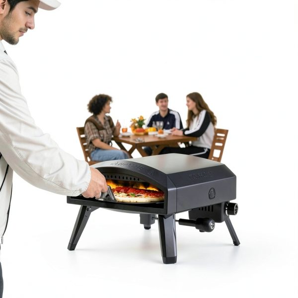 EchoSmile 12 inch Gas Outdoor Pizza Oven Black Propane 950F Fast Cook-7