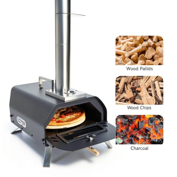 SizzleDelite 12" Wood Pellet Pizza Oven, Portable Stainless Steel-5
