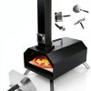 Christmas Gifts Pizza Oven Outdoor 12" Portable Pellet Pizza Stove Wood Fired Stainless Steel Pizza Maker for Backyard or Outside Camping With a Thermometer,a Carry Bag and a Cutter-0