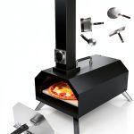 Christmas Gifts Pizza Oven Outdoor 12" Portable Pellet Pizza Stove Wood Fired Stainless Steel Pizza Maker for Backyard or Outside Camping With a Thermometer,a Carry Bag and a Cutter-0