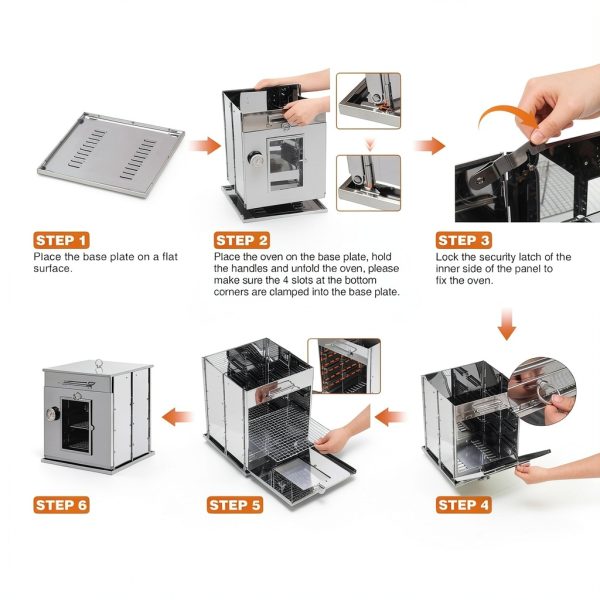 Lineslife Foldable Camping Oven 304 Steel 2 Tier Grill CAMPHOME-8